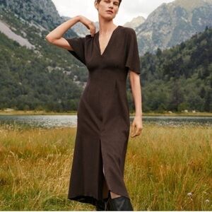 MNG committed collection recycled wool dress midi dress brown new size‎ 6